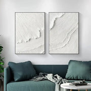 White Minimalist Textured Paintings Canvas Set of 2 #MM065