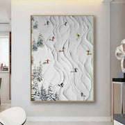 Skiing Sport Art Textured Painting Canvas #MM213