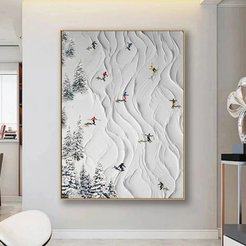 Skiing Sport Art Textured Painting Canvas #MM213
