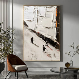 Skiing Sport Art Textured Painting Canvas # SA031