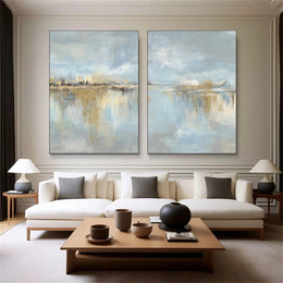 Blue & Green Abstract Set of 2 Wall Art #BG138