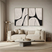 Beige & Black Abstract Textured Canvas Art Set of 2 #WS779