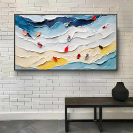 Colorful Ocean And Sky Abstract Textured Canvas Art #OS 299