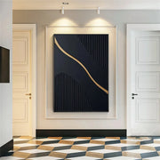 Black Gold Minimalist Textured Painting #MZ098