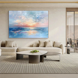 Colorful Ocean And Sky Abstract Textured Canvas Art #OS 296