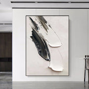 White & Black Minimalist Textured Painting Canvas #MM135