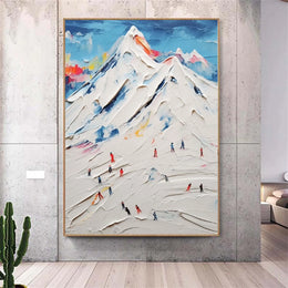 Skiing Sport Art Textured Painting Canvas #MM229