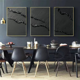 Black Minimalist Textured  Canvas Art Set of 3 #MZ115