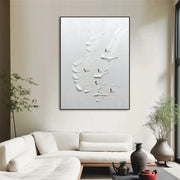 White Skiing Sport Art Textured Painting Canvas # SA052