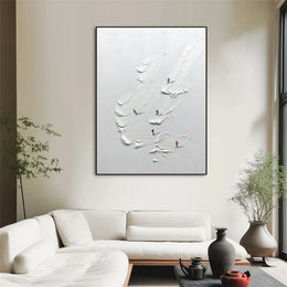 White Skiing Sport Art Textured Painting Canvas # SA052
