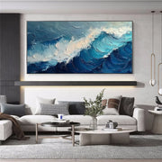 Blue & White Ocean And Sky Abstract Texture Canvas Art #OS 270