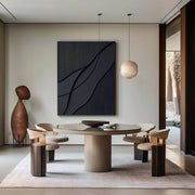 Black Plaster Art Minimalist Textured Painting #MZ030