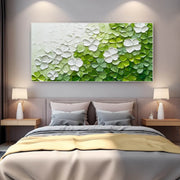 Green & White Flower & Tree Abstract Texture Canvas Art #FT 254