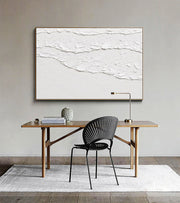 White Minimalist Textured Painting Canvas #MM019
