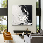 Black and White Minimalist Textured Canvas Art #MZ109