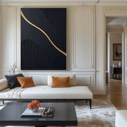 Black Gold Minimalist Textured Painting #MZ098