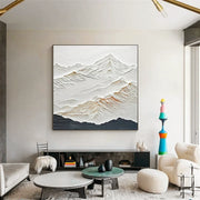 White Minimalistic Mountain Textured Art #MM221