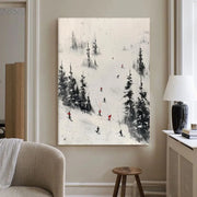 Skiing Sport Art Textured Painting Canvas # SA033