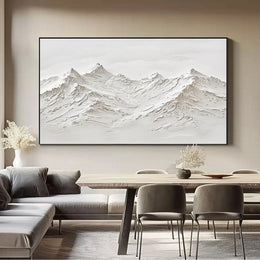 White Minimalistic Mountain Textured Art #MM206