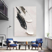 White & Black Minimalist Textured Painting Canvas #MM135