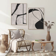 Beige & Black Abstract Textured Painting Set of 2 #WS110
