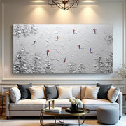 Skiing Sport Art Textured Painting Canvas # SA044