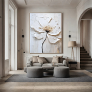 White Flower & Tree Abstract Textured Wall Art #ML129