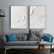 White Minimalist Textured Paintings Canvas Set of 2 #MM065