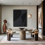 Black Plaster Art Minimalist Textured Painting #MZ034