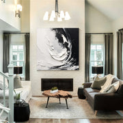 Black and White Minimalist Textured Canvas Art #MZ109