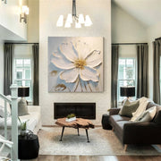 White Flower & Tree Abstract Textured Wall Art #ML136