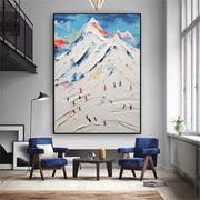 Skiing Sport Art Textured Painting Canvas #MM229