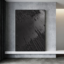 Black Minimalist Textured Painting Canvas #MZ013