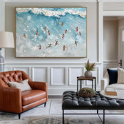 Swimming  Sport Textured  Canvas Painting #SA009