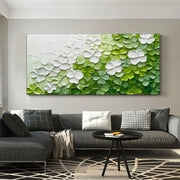Green & White Flower & Tree Abstract Texture Canvas Art #FT 254