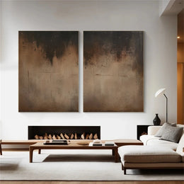 Beige and Brown Abstract Tranquility Set of 2 #WS524