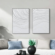 White Minimalist Textured Paintings Canvas Set of 2 #MM062