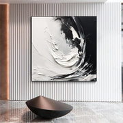 Black and White Minimalist Textured Canvas Art #MZ109