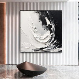 Black and White Minimalist Textured Canvas Art #MZ109