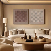 Beige & Brown Abstract Textured Square Set of 2 Wall Art #BB169