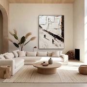 Skiing Sport Art Textured Painting Canvas # SA031