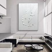 White Skiing Sport Art Textured Painting Canvas # SA052