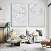 White Minimalist Textured Paintings Canvas Set of 2 #MM062