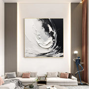 Black and White Minimalist Textured Canvas Art #MZ109