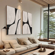 Beige & Black Abstract Textured Canvas Art Set of 2 #WS779