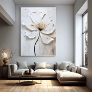 White Flower & Tree Abstract Textured Wall Art #ML129