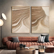 Beige & Brown Abstract Set of 2 #BB135