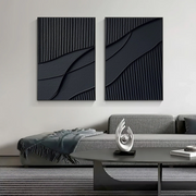 Black Plaster Art Minimalist Textured Paintings Set of 2 #MZ043