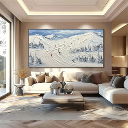 Skiing Sport Art Textured Painting Canvas # SP039