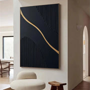 Black Gold Minimalist Textured Painting #MZ098